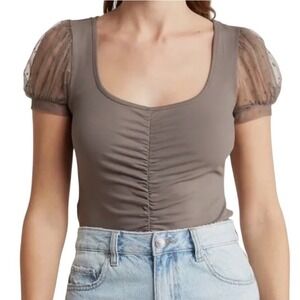 Intimately by Free People Blush Up Cami in color Falcon Lace sleeves size Small